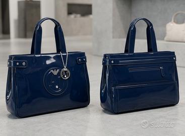 Borsa Armani Jeans Originale in Vernice Blu Notte