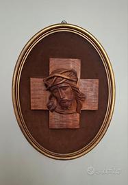 Quadro volto di Gesù in legno