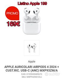 APPLE AURICOLARI AIRPODS 4 2024 USB-C (ANC)