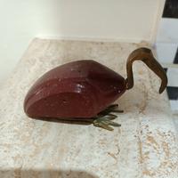 Statuina egiziana di Ibis Thoth ottone e alabastro