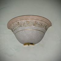 Coppia di applique in vetro decorato con rose