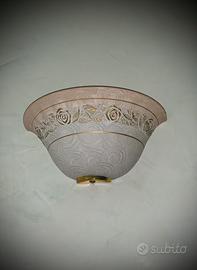 Coppia di applique in vetro decorato con rose