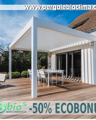 Pergola bioclimatica 6x3 bianco lamelle  bar dehor