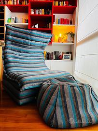 POLTRONA CALIA ITALIA mod BLUES + POUF coordinato