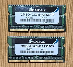8 GB RAM computer portatile (4 + 4 GB) DDR3-1333