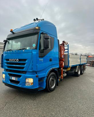IVECO STRALIS 450 CASSONE CON GRU FASSI RETROCABIN