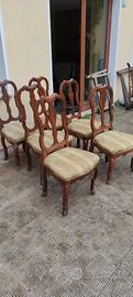 6 sedie antiche noce settecento 