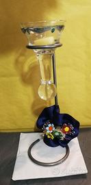 Candelabro con porta candele in vetro