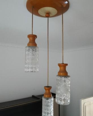 lampadario vintage tre luci anni 70