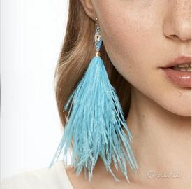 Orecchini piume celesti turchese 