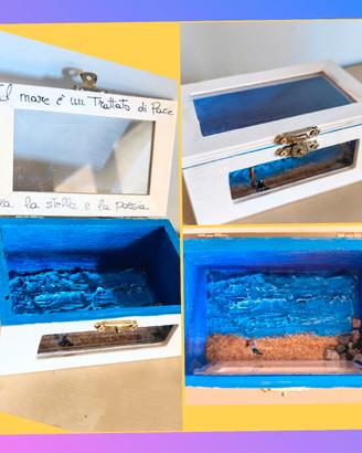 Diorama artigianale marino su scatola 