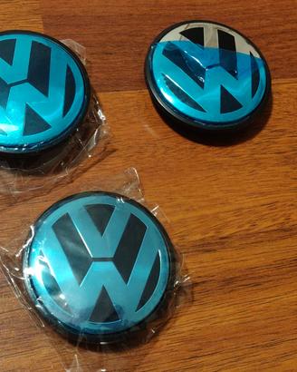 3 coprimozzi borchie cerchi logo Volkswagen 76mm