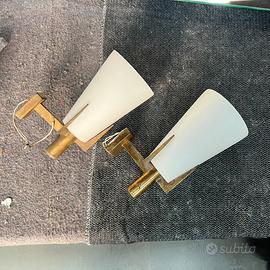Coppia di Applique anni '50 - Ottone e Vetro