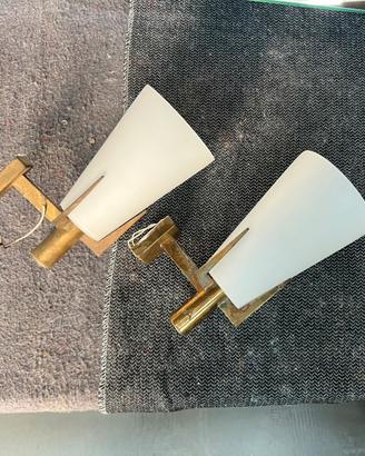 Coppia di Applique anni '50 - Ottone e Vetro