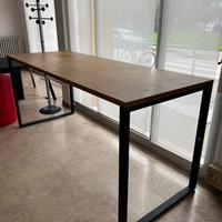 Tavolo legno massello e acciaio 90x240 h106