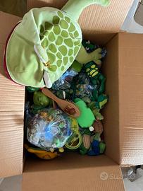 Collezione di rane peluche/vetro/plastica