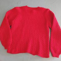 Maglione donna rosso pura lana fatto a mano