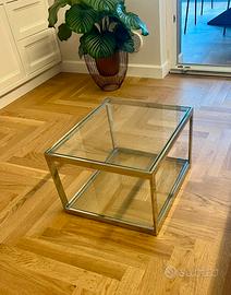 Tavolino moderno vetro e metallo – doppio ripiano