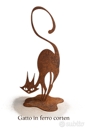 Gatto decorativo in ferro corten