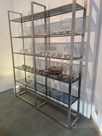 Libreria metallo e vetro