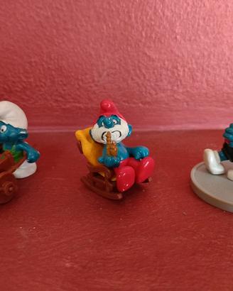 Set 3 Puffi vintage da collezione 