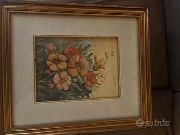 Quadro floreale olio su tela firmato Montalbano 19