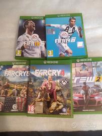 5 GIOCHI XBOX. FIFA 18 E 19 , FARCRY 4 E 5 , CREW2