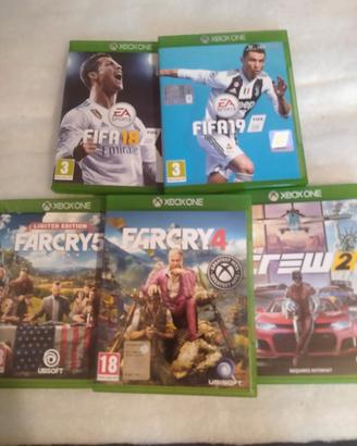 5 GIOCHI XBOX. FIFA 18 E 19 , FARCRY 4 E 5 , CREW2