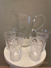 Set brocca e 4 bicchieri in cristallo