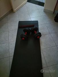 Set Home Gym: Manubri da 10 kg+ bilanciere+tappeto