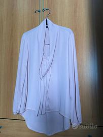 Blusa donna rosa con scollatura e nodo taglia M