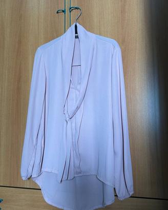Blusa donna rosa con scollatura e nodo taglia M