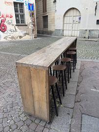 Bancone bar 3x1 m + 12 sgabelli