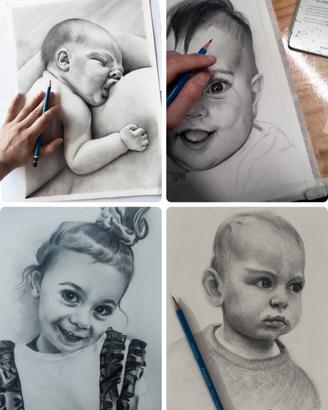 Ritratto personalizzato bambino/a in bianco e nero