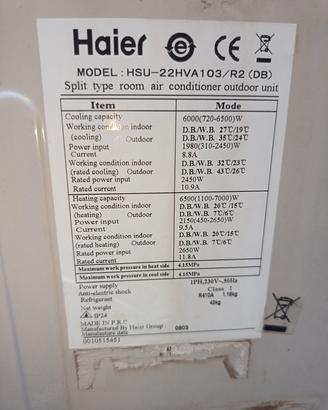 ricambi climatizzatore Haier inverter