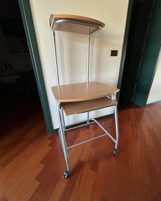 Carrello/scrivania mobile per PC + sedia ufficio