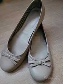 Ballerine vera pelle bianco grigio stile Vintage