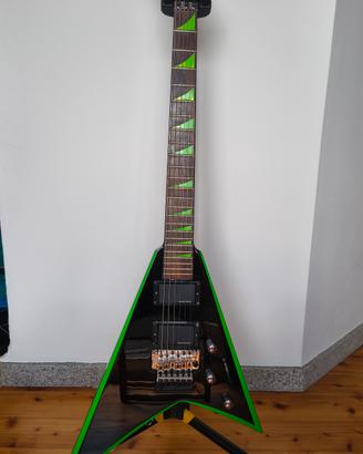 Jackson RRX24 Rhoads Black with Neon Green Bevels