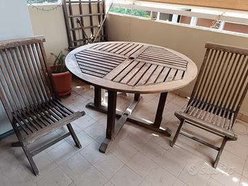 Tavolo da esterno in legno+ 2 sedie