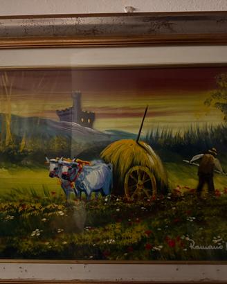 Quadro di Romano Mussolini lavoro nei campi