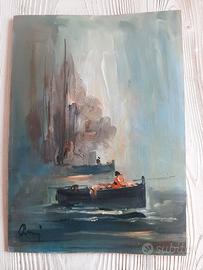 dipinto su compensato Sergio Raugi 50x31