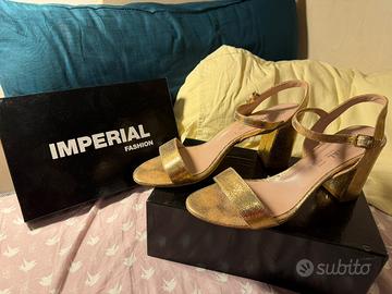 Sandali tacco largo oro Imperial Fashion - Tg. 41