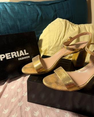 Sandali tacco largo oro Imperial Fashion - Tg. 41