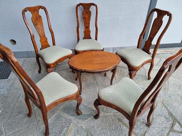 Set 5 sedie stile Luigi XV + tavolino abbinato
