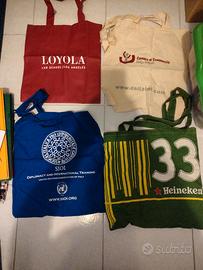 Lotto 4 borse tela miste Heineken, università ecc.