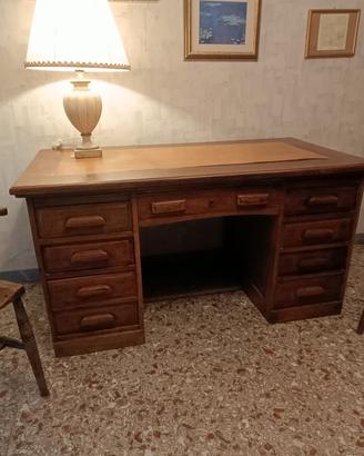 scrivania e sedie in legno di rovere primi anni xx