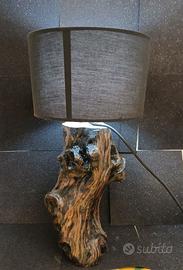 Lampada da tavolo in legno di olivo h 70 cm