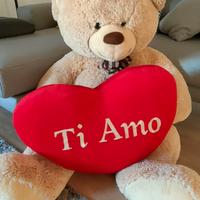 orso peluche e cuscino a cuore 