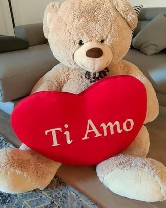 orso peluche e cuscino a cuore 