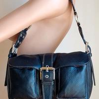 Original LES COPAINS,borsa tracolla nera vera pell